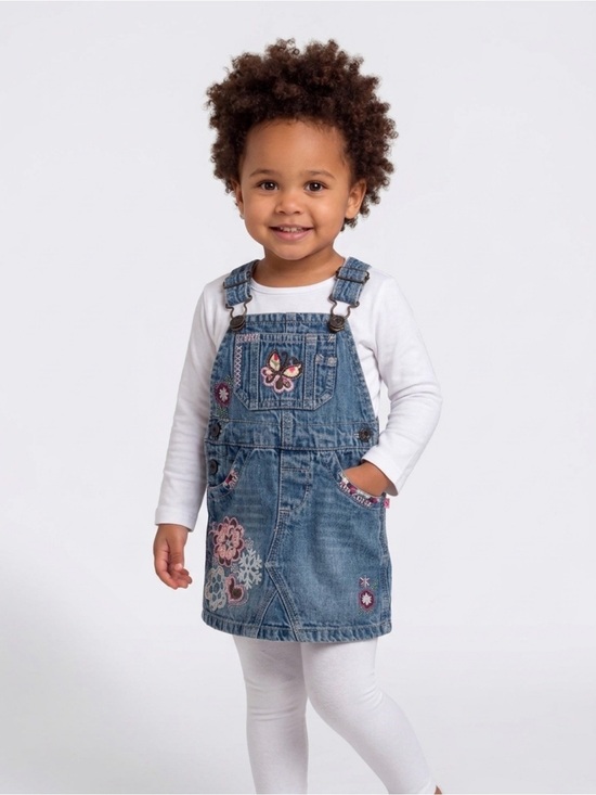 Cherokee Other - Denim Kids Overalls with Embroidered Accents